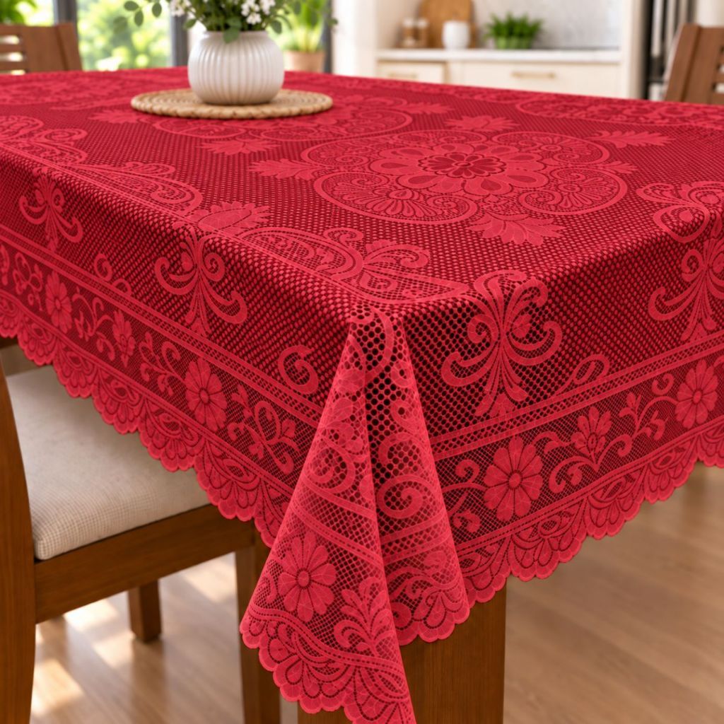 Toalha De Mesa Rendada 4 e 6 Cadeiras Cores Natal Jantar e Ceia