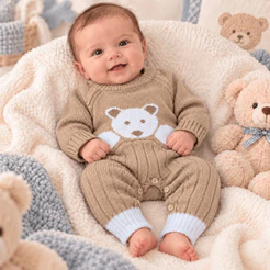 Macacão para bebê tricô estiloso raglan Bili