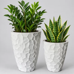 Kit 2 Vasos para planta decorativo em polietileno Coluna Pedra Tam PP e P