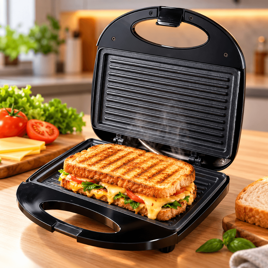 Sanduicheira Elétrica Grill 2 em 1 750W Antiaderente Prensa para Lanches e Grelhados