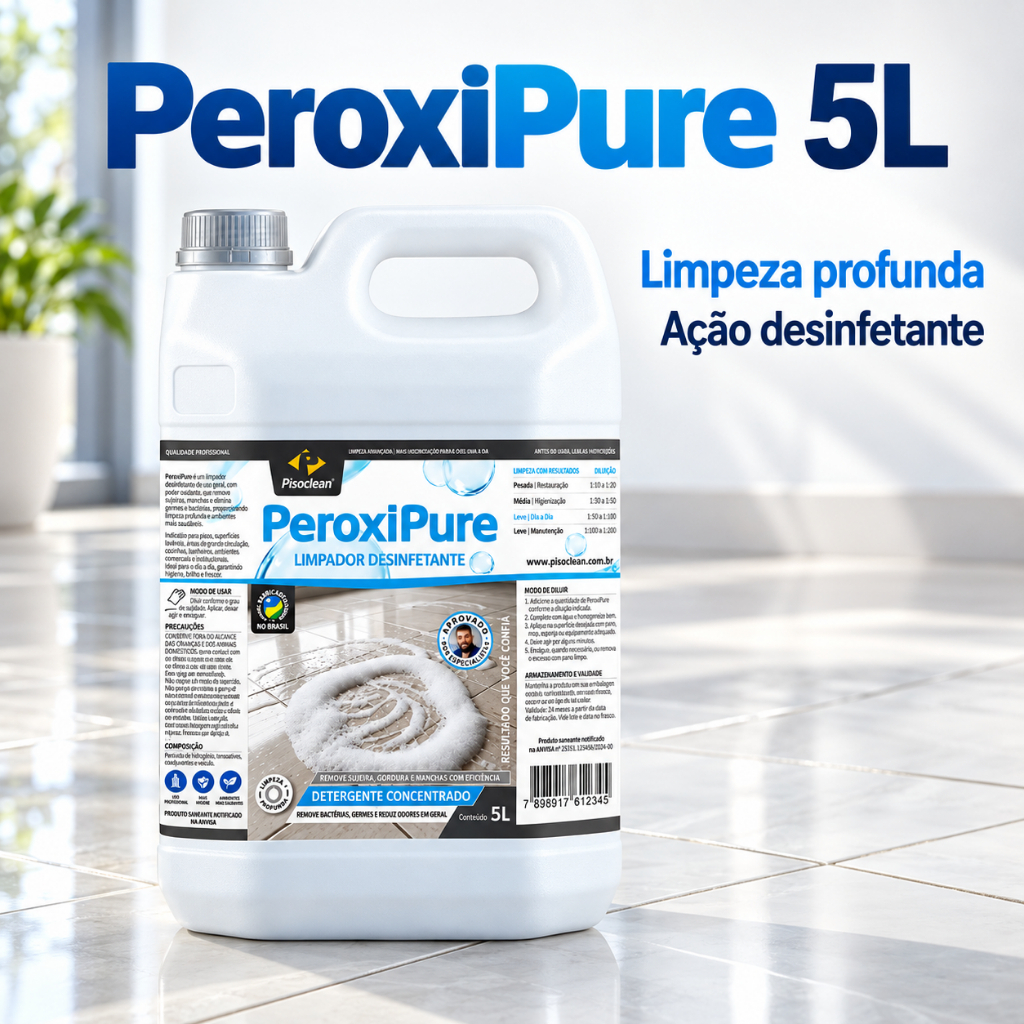 Detergente Neutro Remove Resíduos Impregnados Peroxipure Limpador de Pisos de Porcelanatos Cerâmicas Pisoclean
