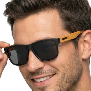 Óculos De Sol Unissex Clássico Haste Efeito Madeira Design Elegante Casual Proteção UV400 MD-05