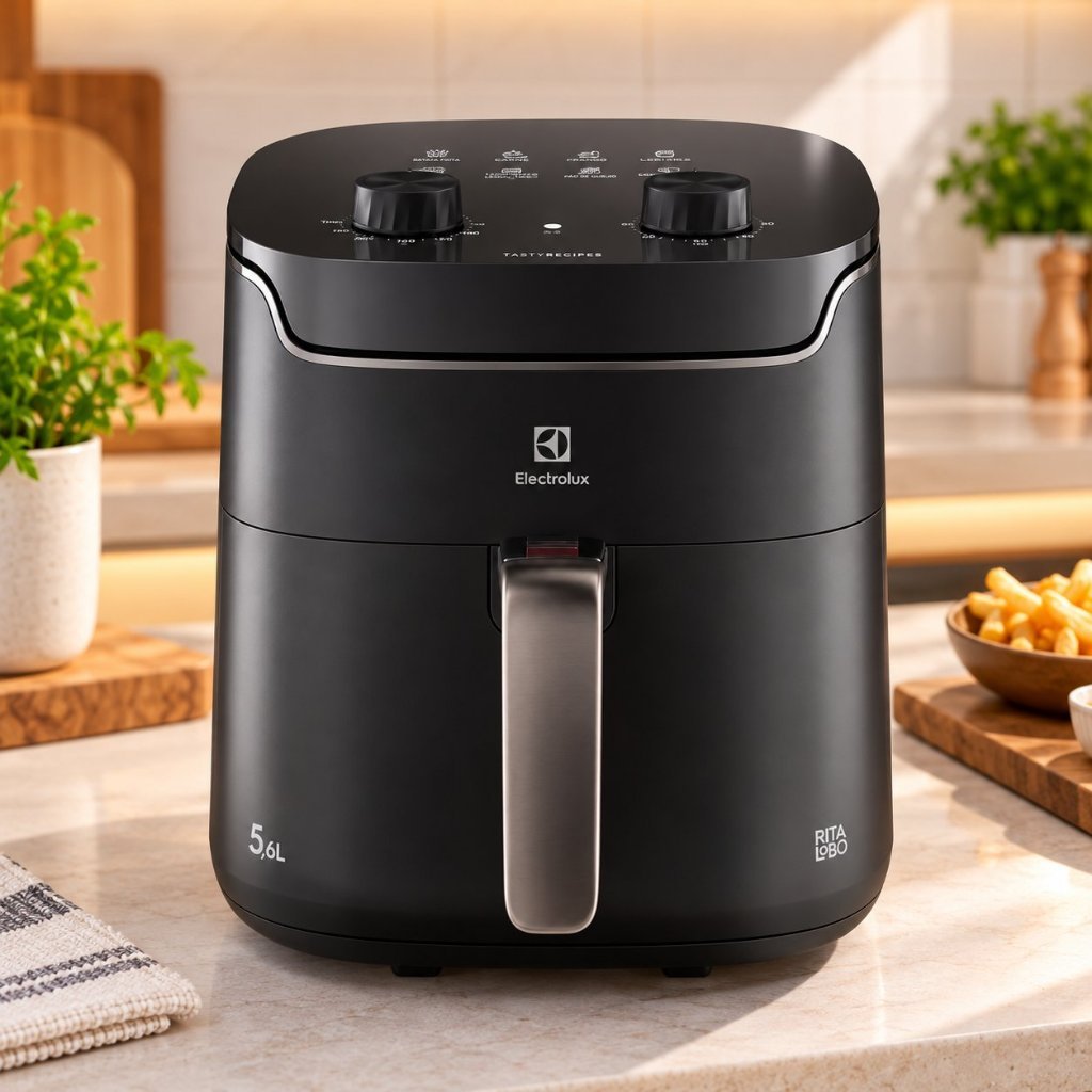 Air Fryer Electrolux Rita Lobo 5,6L Preta com Timer e Controle de Temperatura EAF40 - 127V