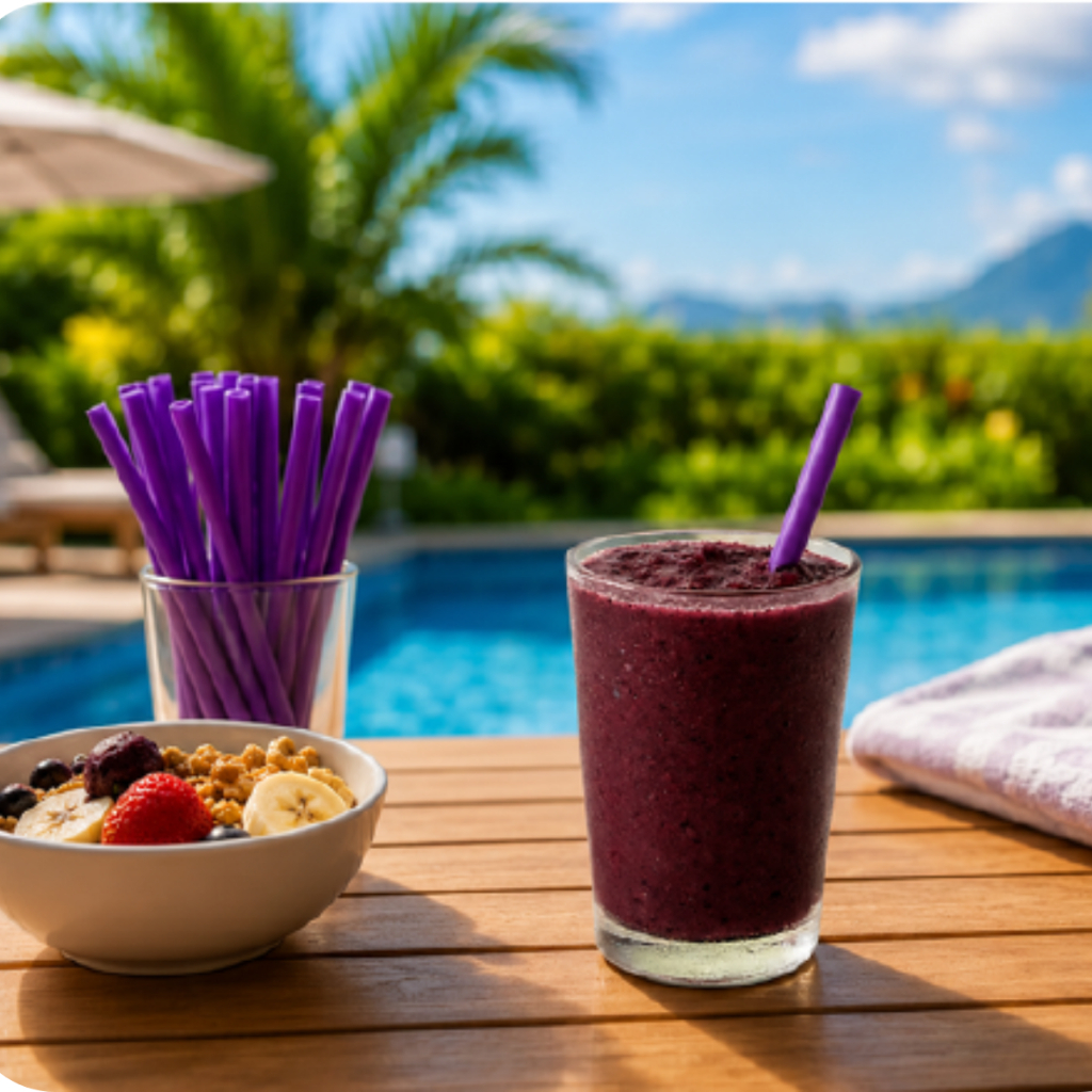 Canudo Roxo Açaí 10mm Canudo Grosso