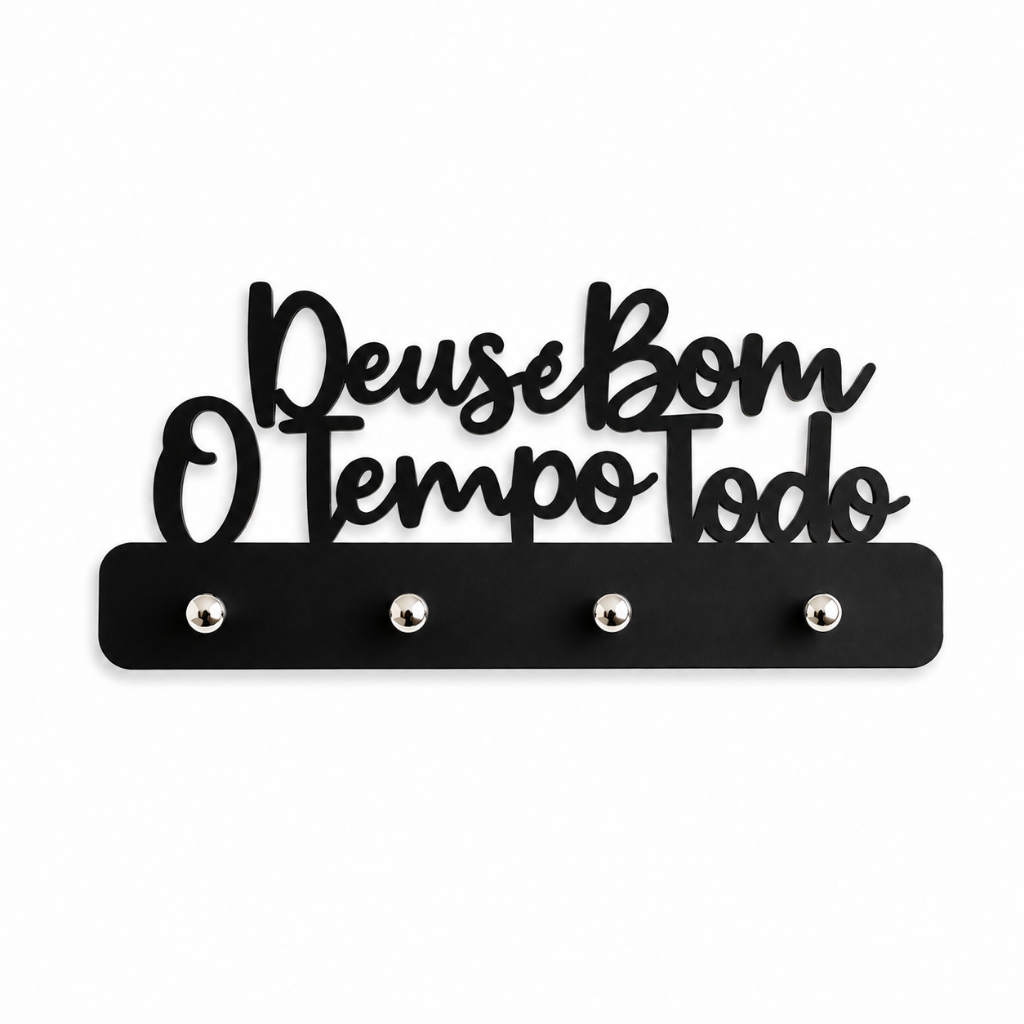 Porta Chaves Parede MDF Deus é Bom o Tempo Todo Decorativo Chaveiro Casa Organização Multiuso