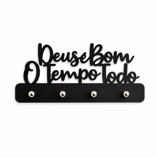 Porta Chaves Parede MDF Deus é Bom o Tempo Todo Decorativo Chaveiro Casa Organização Multiuso