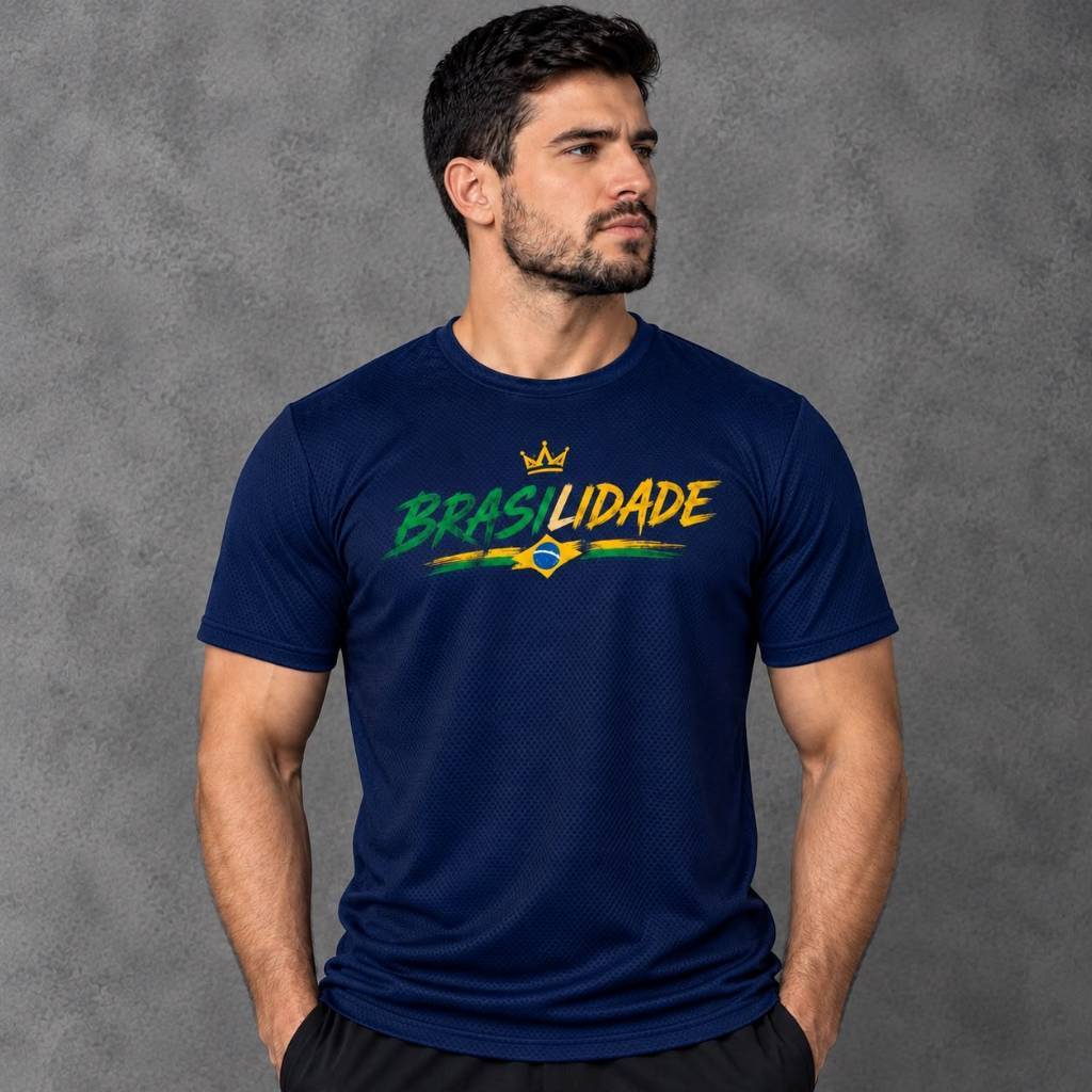 Camiseta Dryfit masculina Brasilidade, Brasil, Brasileiro Respirável Academia Futebol Musculação Esportes  Avve Wear