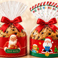 50 sacos celofane para panetone Natal 250g 500g