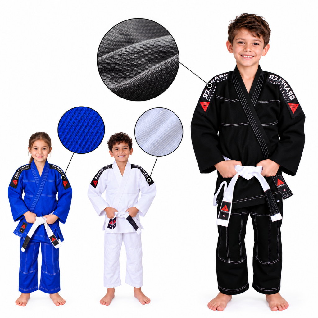 Kimono Infantil Trançado para Jiu-Jitsu/Judo + Faixa - Grappler