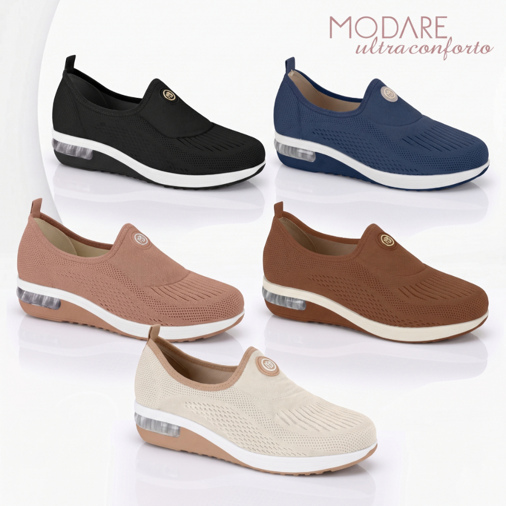 Tênis Feminino Modare Elástico Ultraconforto Slip On Ortopédico Caminhada Confortável Original