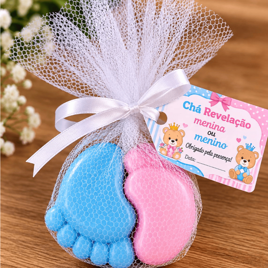 Chá revelação kit 100 unidades ( 50 lembrancinhas ), saída de maternidade, chá fraldas. ( Temos a pronta entrega)