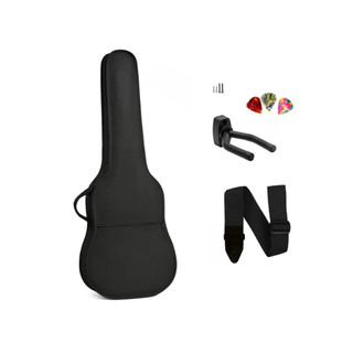 Kit Violão Folk: Capa Nylon + Correia Preta + Suporte de Parede + 3 Palhetas