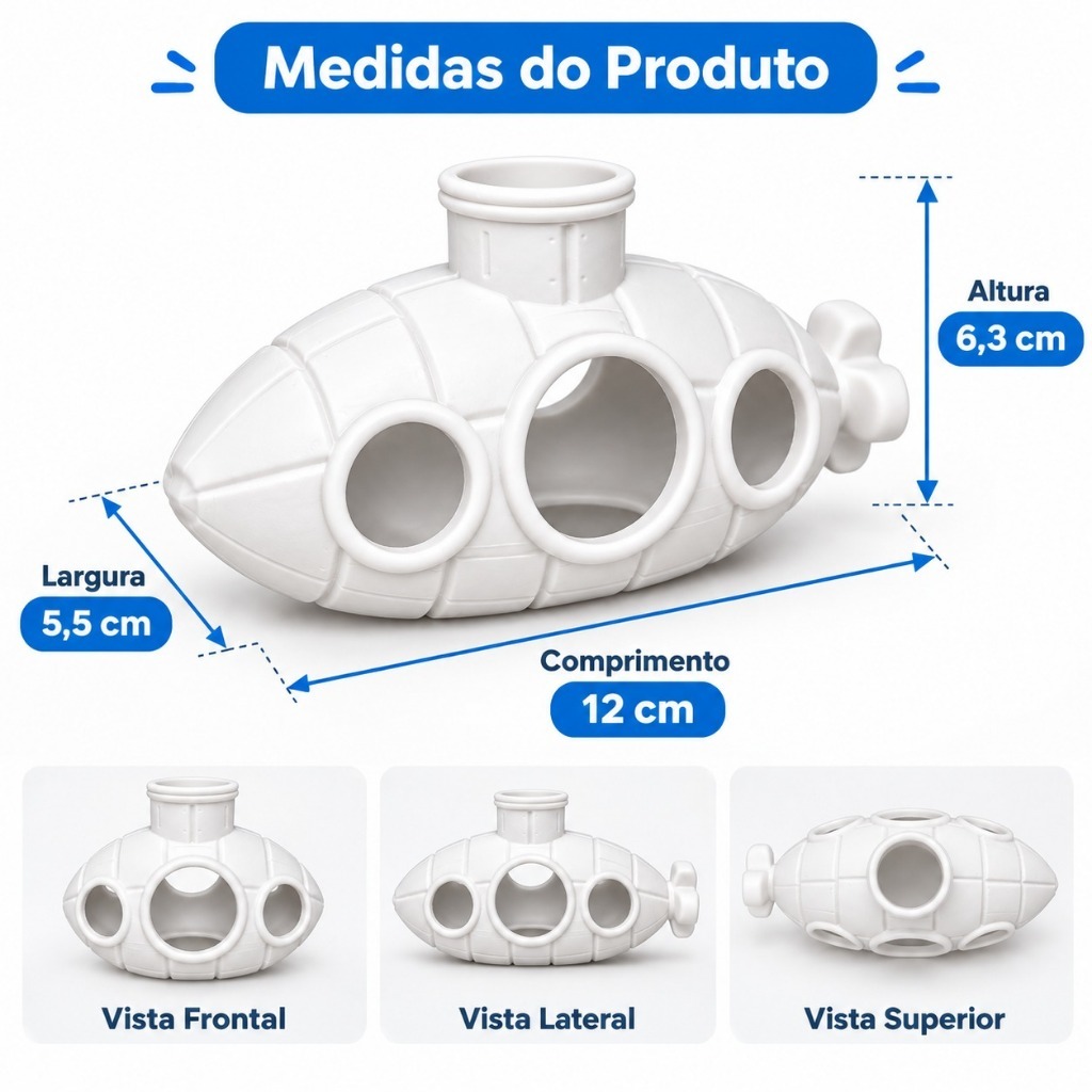 Submarino Decorativo para Aquário Abrigo Esconderijo para Peixes Enfeite Aquarismo — imagem 2 de 2