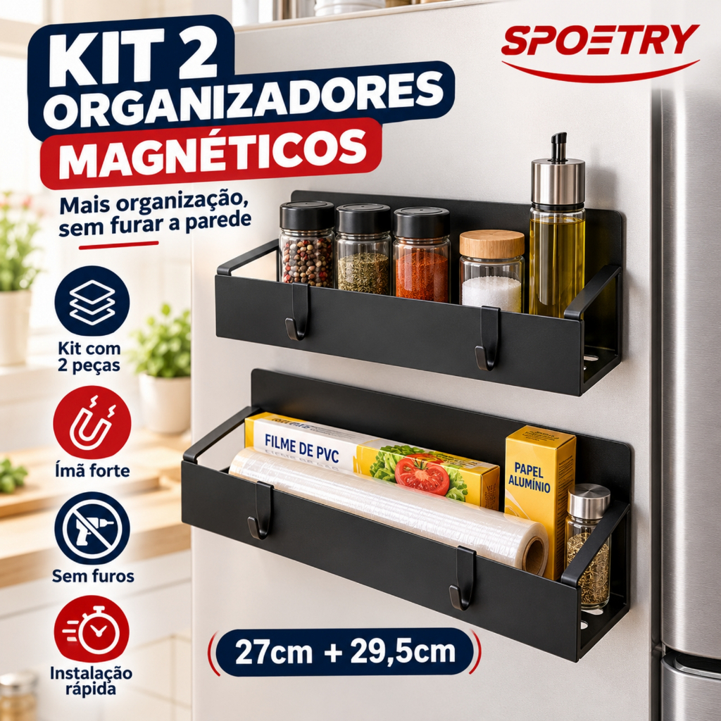 KIT2 Suporte Magnético Para Geladeira,Cozinha Organizador Magnético para Geladeira com Ímã Forte para Organização