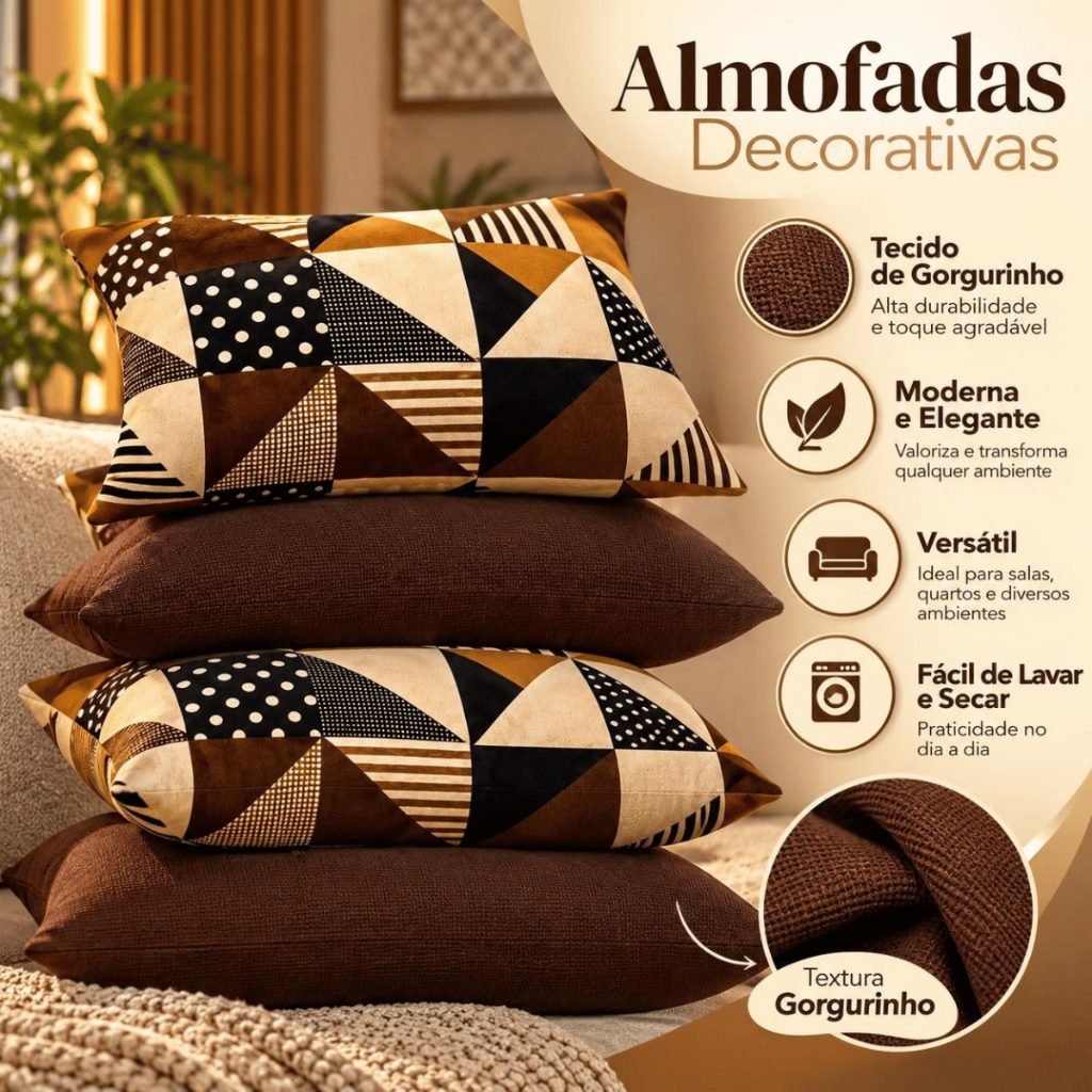 04 Almofadas Com Enchimento ou Sem Enchimento 50x50 Decorativas — imagem 2 de 2