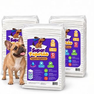 Tapete Higiênico Cachorro Super Tapetão 60x55cm Kit 90 Unidades Super Absorvente Antivaza…