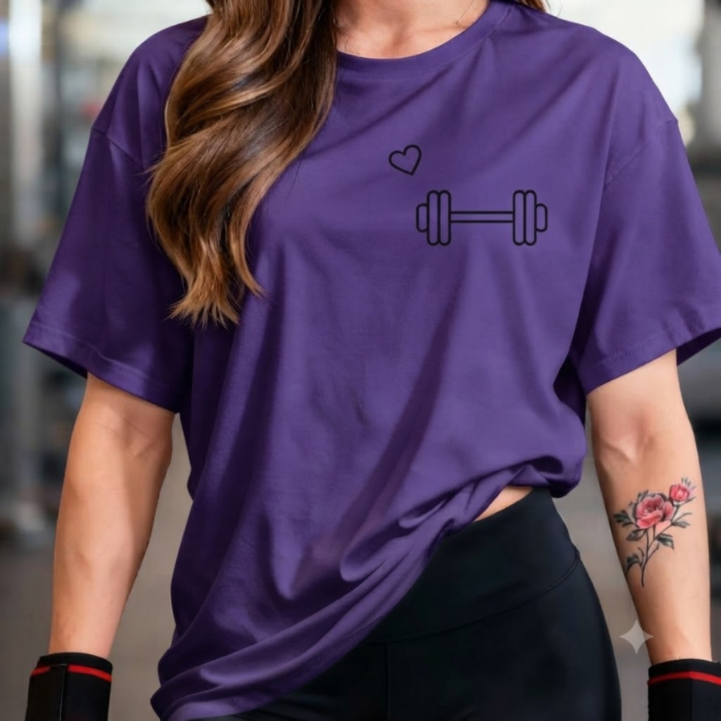Camisetão T-shirt Oversized 100% Algodão Premium Feminina Gym Treino Academia Fitness Musculação halter
