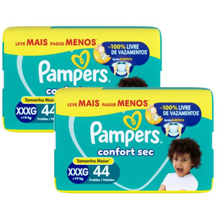 Kit 2 Pcts Fralda Pampers Confort Sec XXXG 44un cada - Total 88un
