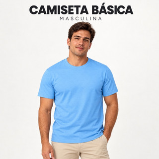 Camiseta Masculina Premium Lisa Básica Confortável Caimento Perfeito Casual Dia a Dia M G GG