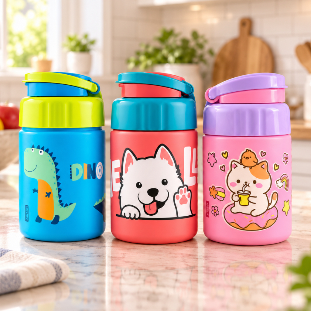 Garrafinha De Água 300ml Plástica Pick Me Squeeze Infantil Com Alça Escola Viagem