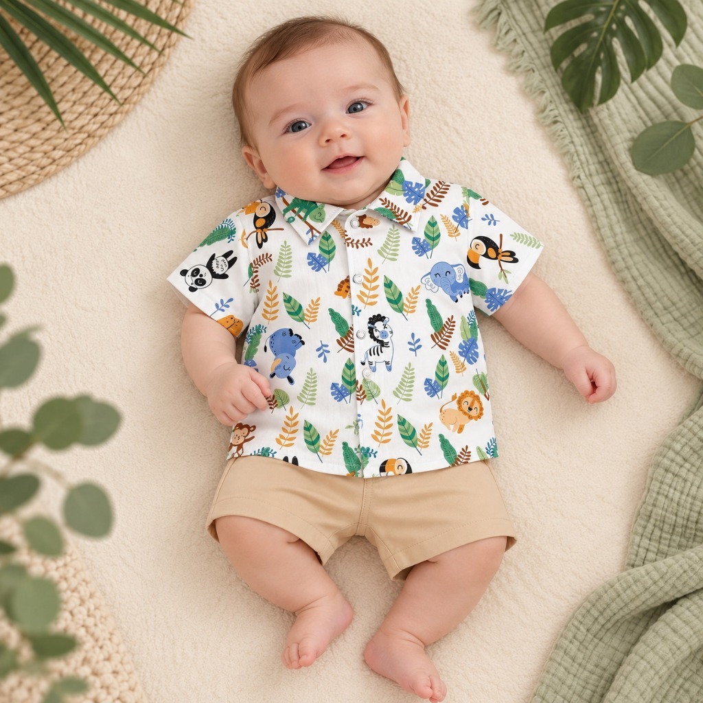 Conjunto bebê verão algodão respirável Breno