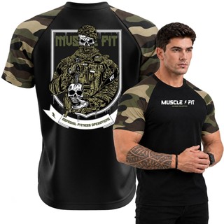Camisa Dry Fit Militar Bope Faca na Caveira Camuflada Muscle Fit