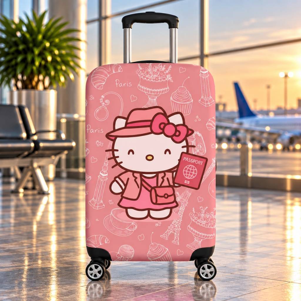 Capa Protetora Para Mala De Viagem Suplex Estampas Hello Kitty Infantil