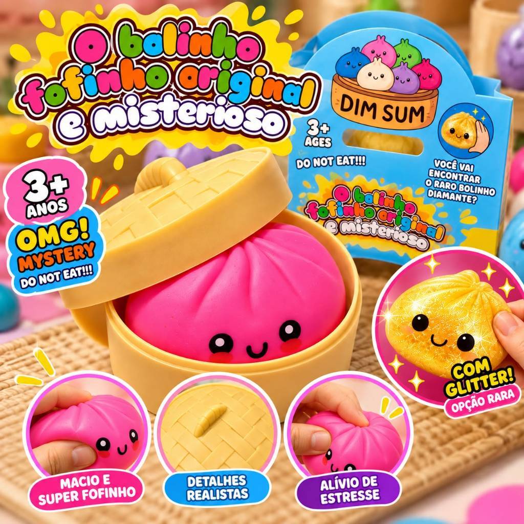 Dumpling Squishy Surpresa Antiestresse 8,5cm Cores Sortidas - 1 unidade