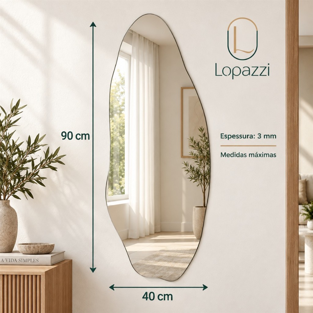 Espelho Lopazzi ORGÂNICO 90CM GRANDE CORPO INTEIRO PINTEREST QUARTO SALA HALL BANHEIRO VÊNUS LOPAZZI — imagem 2 de 2