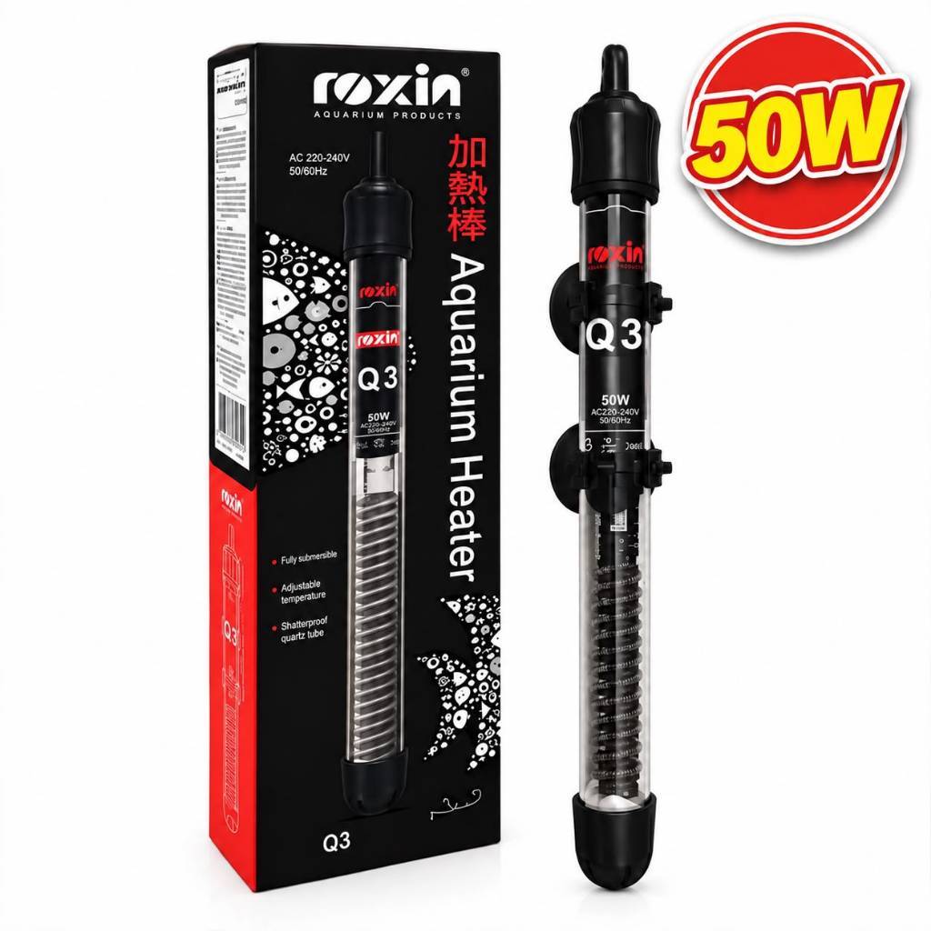 Termostato Aquecedor Roxin HT-1300/Q3 50W – Temperatura Ideal Automática para seu Aquário (40 a 60L)