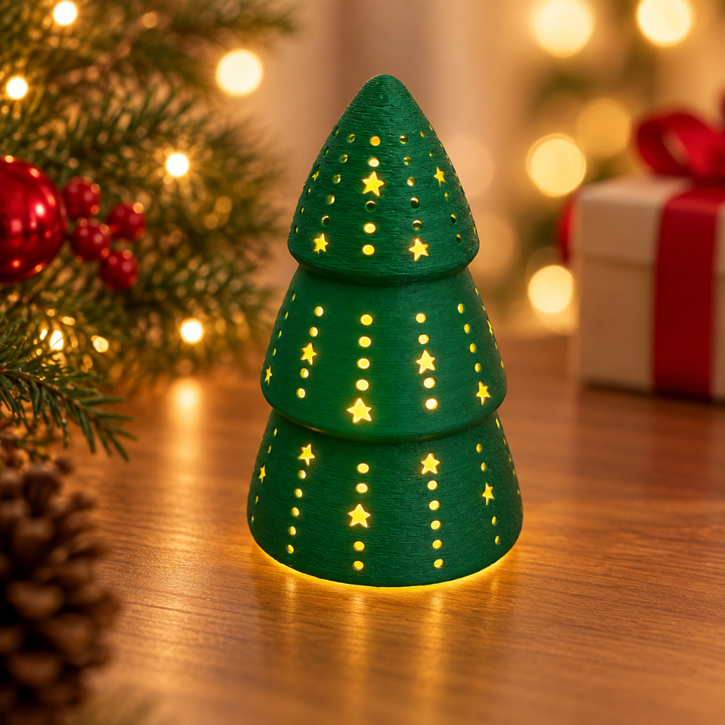 Árvore de Natal + Vela Led inclusa Decorativa Minimalista Enfeite de Mesa Decoração Natalinos Pinhei