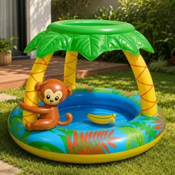 Piscina Inflável Infantil Diversão Coberta Macaquinho 53 Litros Praia E Verão Cor Multicolor