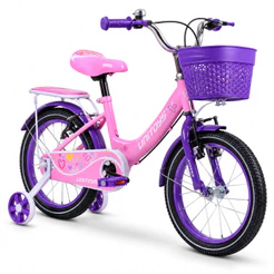 Bicicleta infantil Menina Aro 16 Love Rosa Tiffany Cesto e Rodinhas UniToys