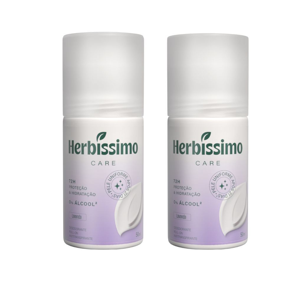Kit Desodorante Roll-On Antitranspirante Herbíssimo Care Lavanda 50ml (2 unidades)
