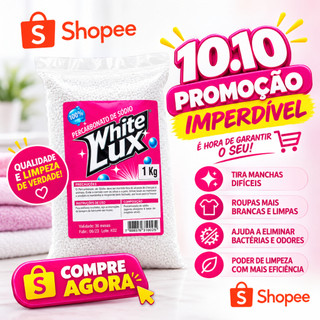 Percarbonato de Sódio Whitelux 100% Puro Alvejante Sem Cloro Tira Manchas Branqueador 500g, 1kg,  2 kg  e 3 kg