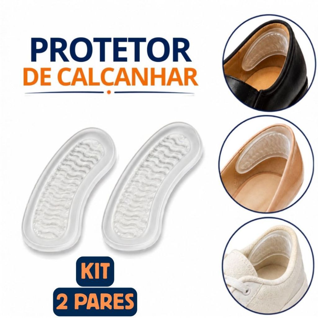 Kit Pares Protetor Calcanhar Gel Silicone Adesivo Anti Bolha Calo Ergonômico Conforto Dos Pés