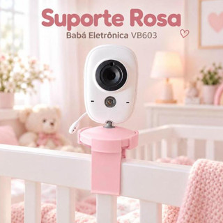 Suporte Rosa para Babá Eletrônica VB603 – Monitor de Bebê no Berço, Lindo para Quarto de Menina