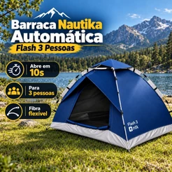 Barraca Nautika Flash 3 Automática para 3 Pessoas Leve 2,6 kg NTK