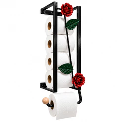 porta papel higiênico de parede suporte 4 rolos ferro decorativo