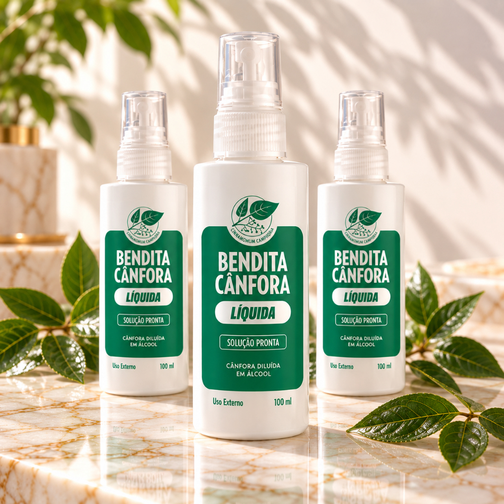 Bendita Cânfora Líquida Spray Refrescante Massagem Relaxamento Repelente Afasta Insetos 100ml