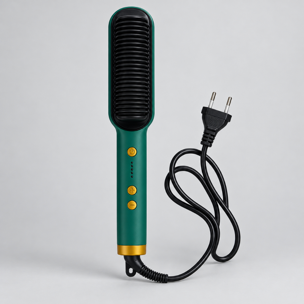 Escova Alisadora Bivolt 5 em 1 - Alisa, Hidrata, Modela, Alinha e Anti-Frizz - Verde