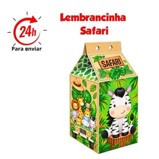 Caixa Milk Safari Personalizada com Nome e Idade Lembrancinha Festa Aniversário Infantil