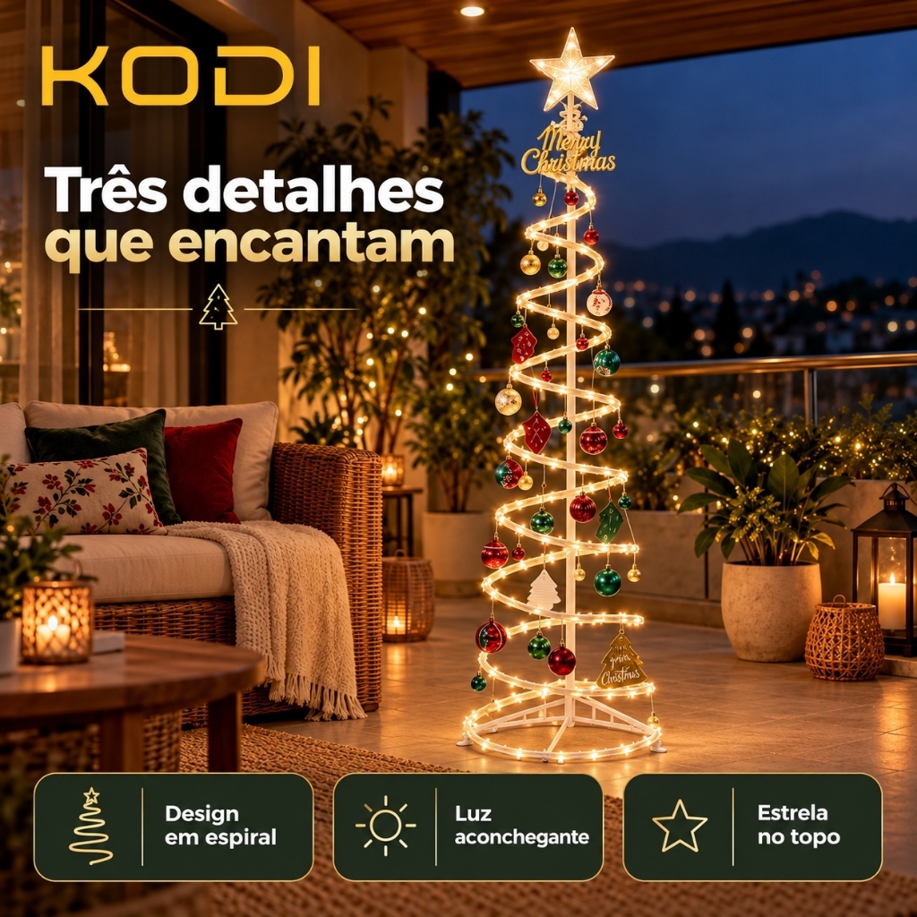 Árvore de Natal Dobrável 1,8m com LED, Papai Noel, Bengala e Enfeites Suspensos para Decoração · foto 2