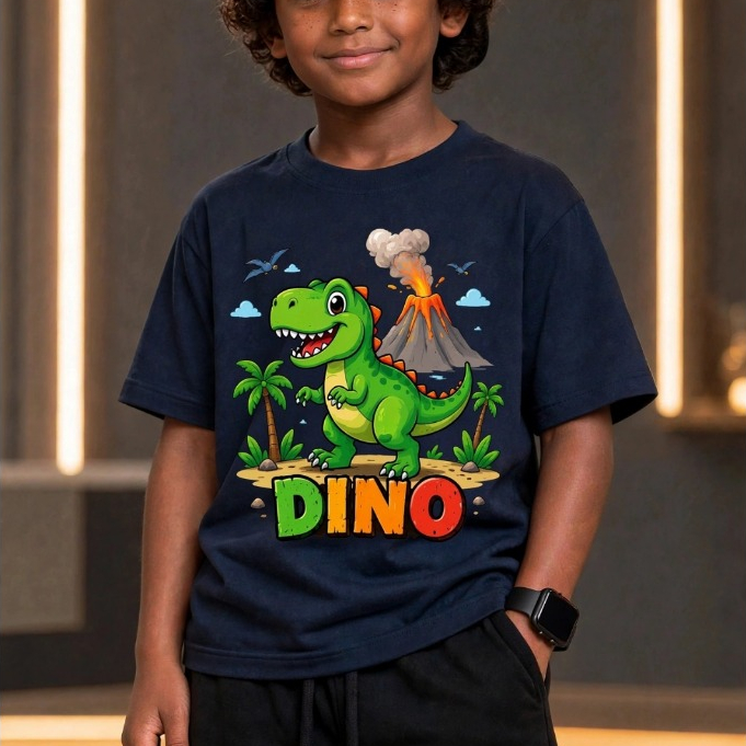 Camiseta Infantil Dinossauro Dino T-Rex Menino Estampada Roupa Infantil Algodão 100% Presente Criança