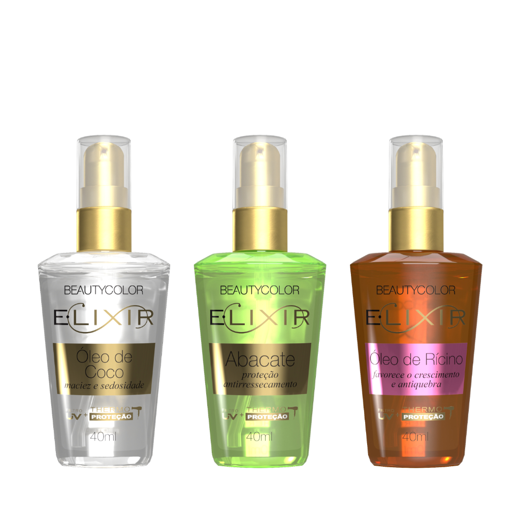 Imagem Kit E.lixir Óleo de Coco 40ml + E.lixir Abacate 40ml + E.lixir Óleo de Ricino 40ml