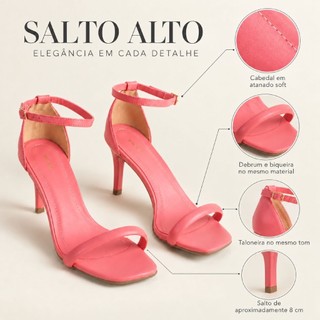Sandália Feminina Salto Alto 8 cm em Atanado Soft com Debrum, Biqueira e Taloneira no Mesmo Tom