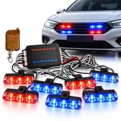 KIT STROBO GRADE AUTOMOTIVA Giroflex Strobo Vermelho Azul 24w Viatura Carro De Policia