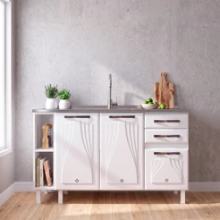 Balcão de Cozinha de Aço Telasul Star New 140cm Para Pia