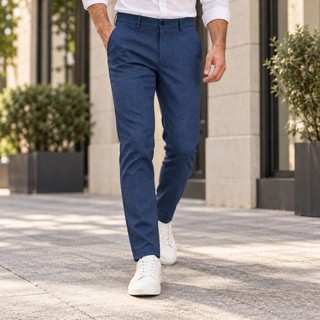 Calça Social Masculina Sarja Slim  Texturizada - Elegância e Conforto com Modelagem Slim e Leveza