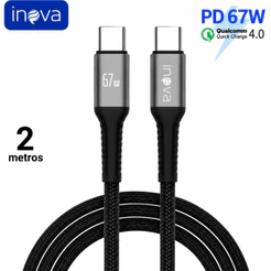 Cabo Tipo C Turbo 67W PD USB C Para USB C Qc 4.0 original INOVA Carregamento Super Rápido